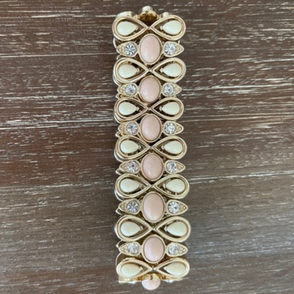 J. Crew Jewelry - J. Crew Pink and White Enamel and Crystal Bracelet